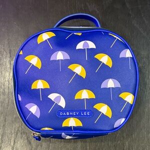 Dabney Lee Zippered Cosmetic Bag with Handle Blue and Yellow Umbrellas